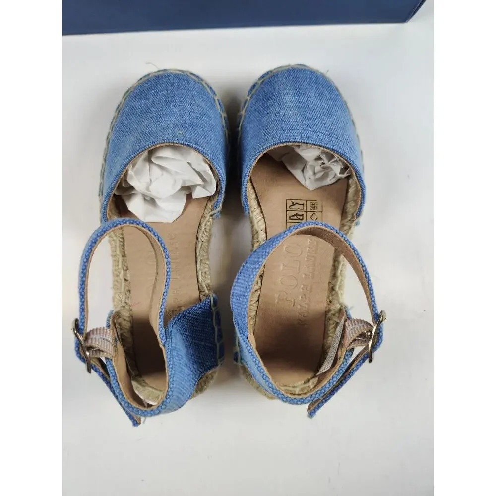 Polo Ralph Lauren Toddler Espadrille Blue Holbrook Girl's Size 7 Canvas Sandals